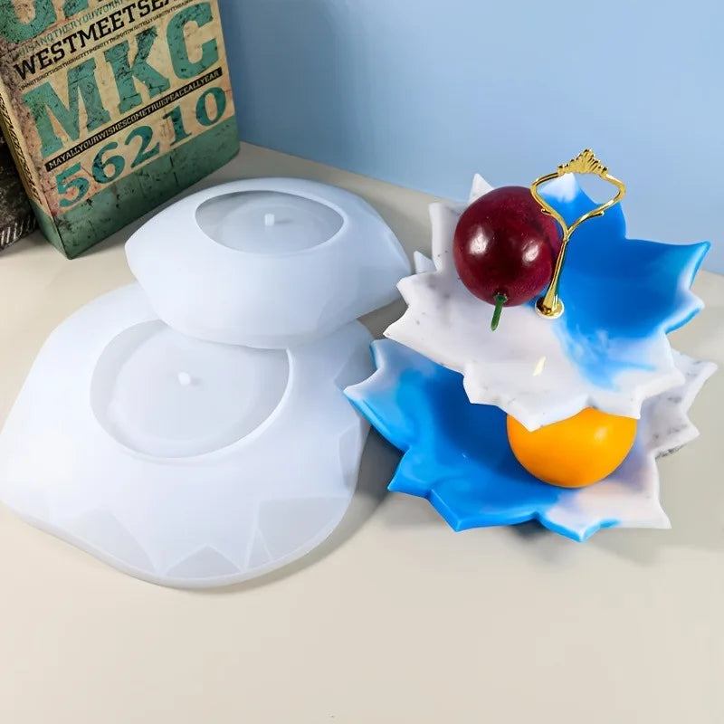 DIY Cake Stand Resin Tray Molds, Epoxy Resin Cake Storage Rack Dish Tray Casting Mold For Making Cupcake Dessert Platter.