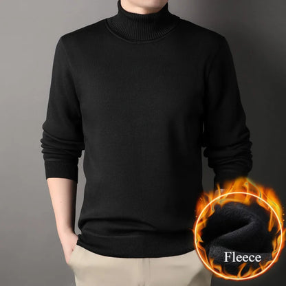 Men's Autumn Winter New Turtleneck Sweater Warm Cozy Solid Color Casual Bottom Knitted Pullovers Male Fashion Knitwear.