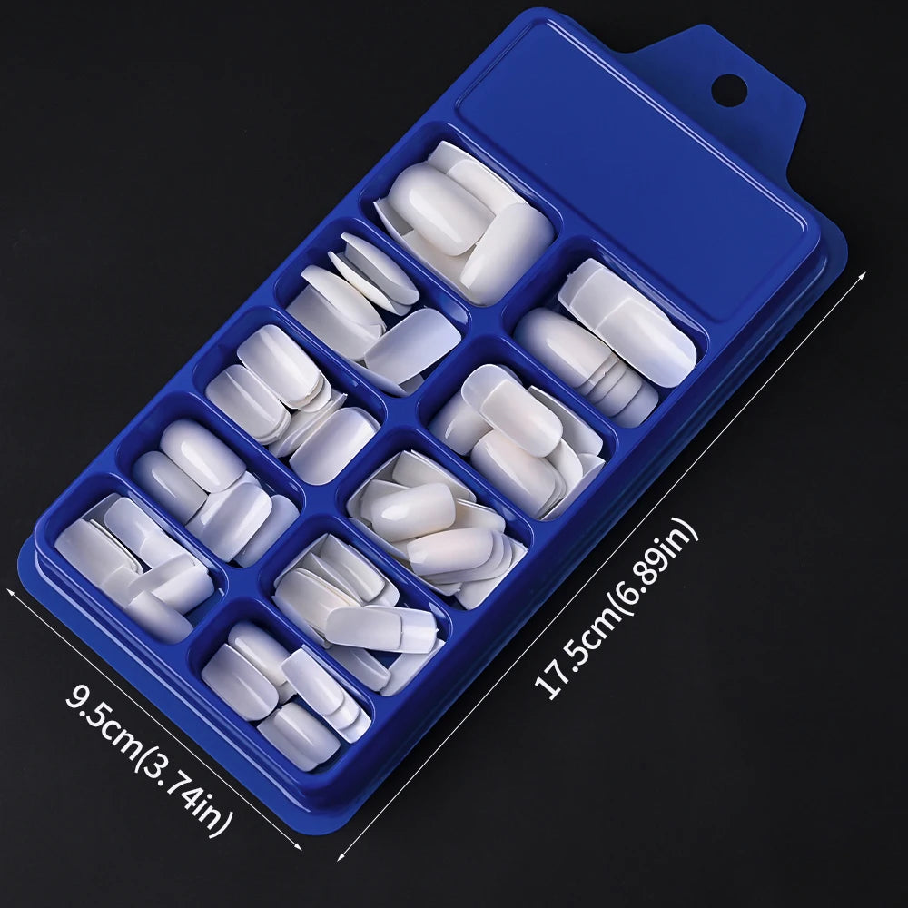 100Pcs Light Pink Press on Nails Short Medium Square Wearable Fake Nails Tips 10 sizes Full Cover False Nails Finger Decoration.