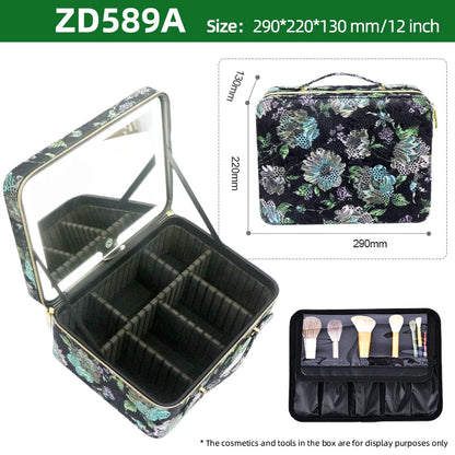 Large Capacity Makeup Case with LED Mirror Multiple Size Options Cosmetic Box LED Mirror Makeup Storage Box for Beauty Salons