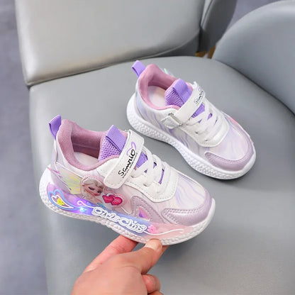 Frozen Princess New Children Shoes LED Colorful Lighted Kids Sneakers Classic Glowing Infant Girls Tennis.