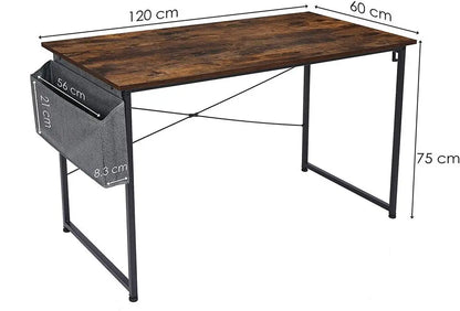 Homfa Schreibtisch, PC-Tisch, 120 x 60 cm, Desktop-Computertisch mit Aufbewahrungstasche, Laptop-Tisch, Schulmöbel, kommerzielle Belastung, 100 kg