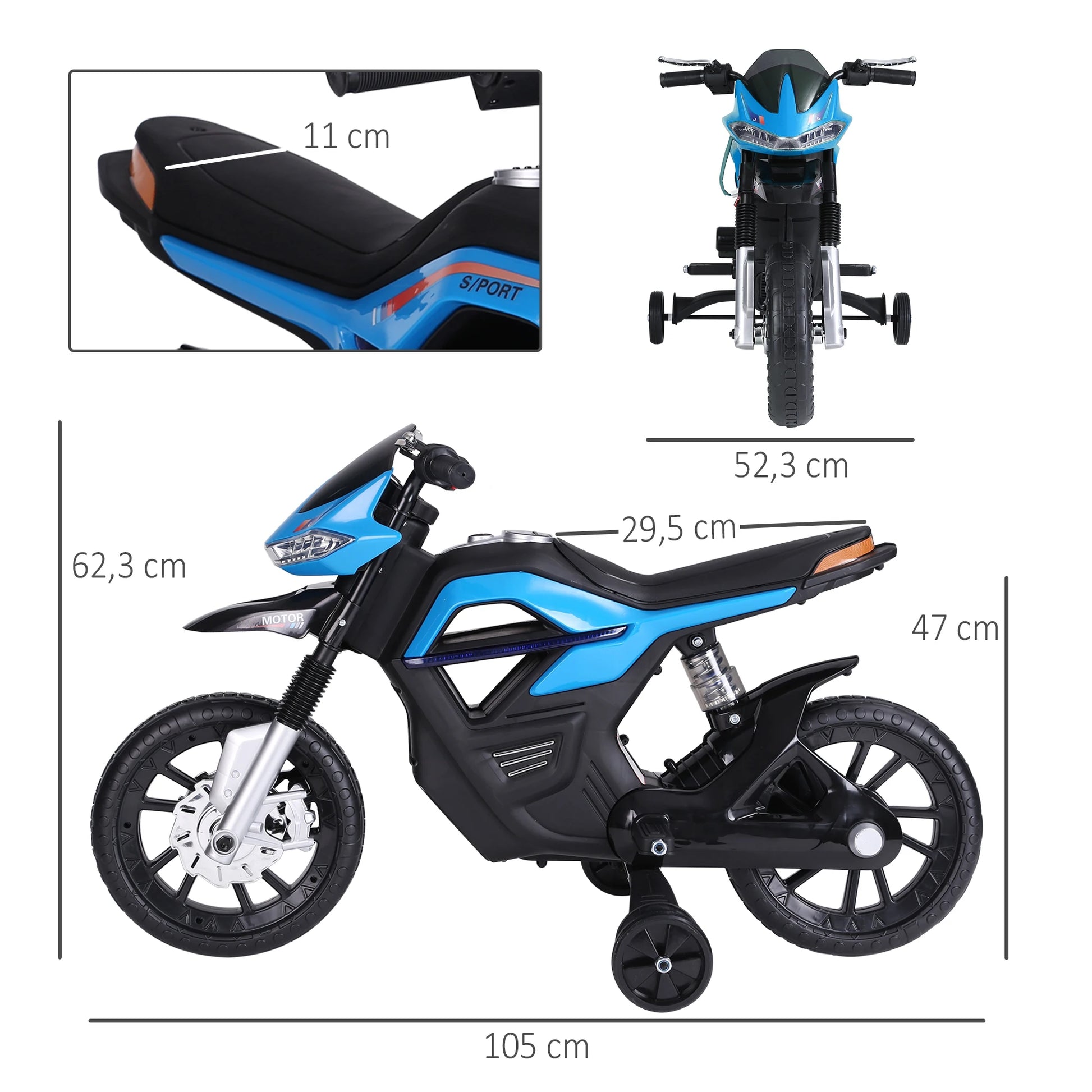 HOMCOM 6V battery children electric motorcycle children + 3 years old with lights music 30 kg.