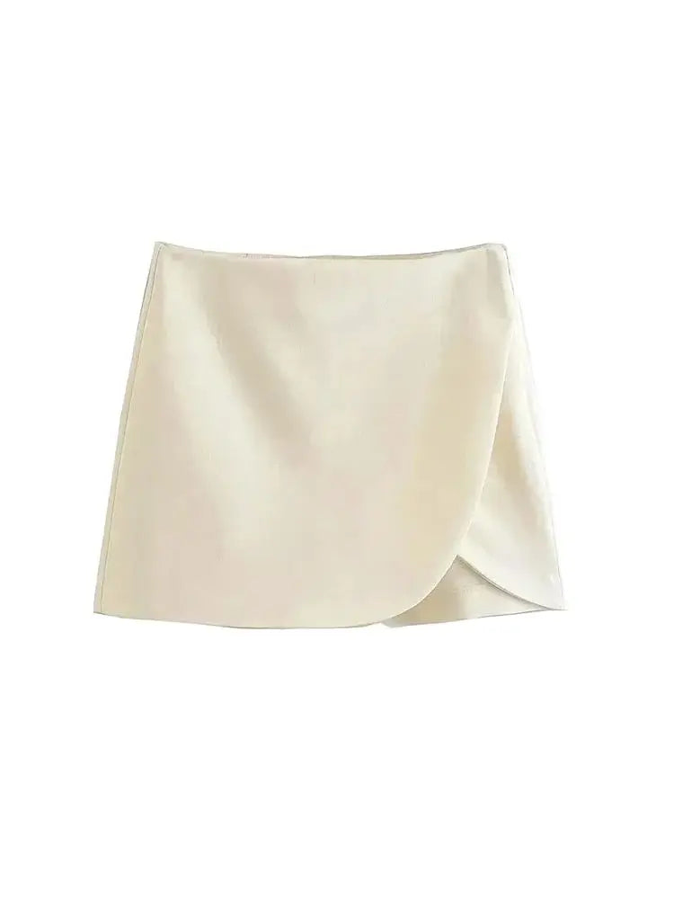 Women Fashion Pareo Style Shorts Skirts Vintage High Waist Side Zipper Female Skort Mujer.