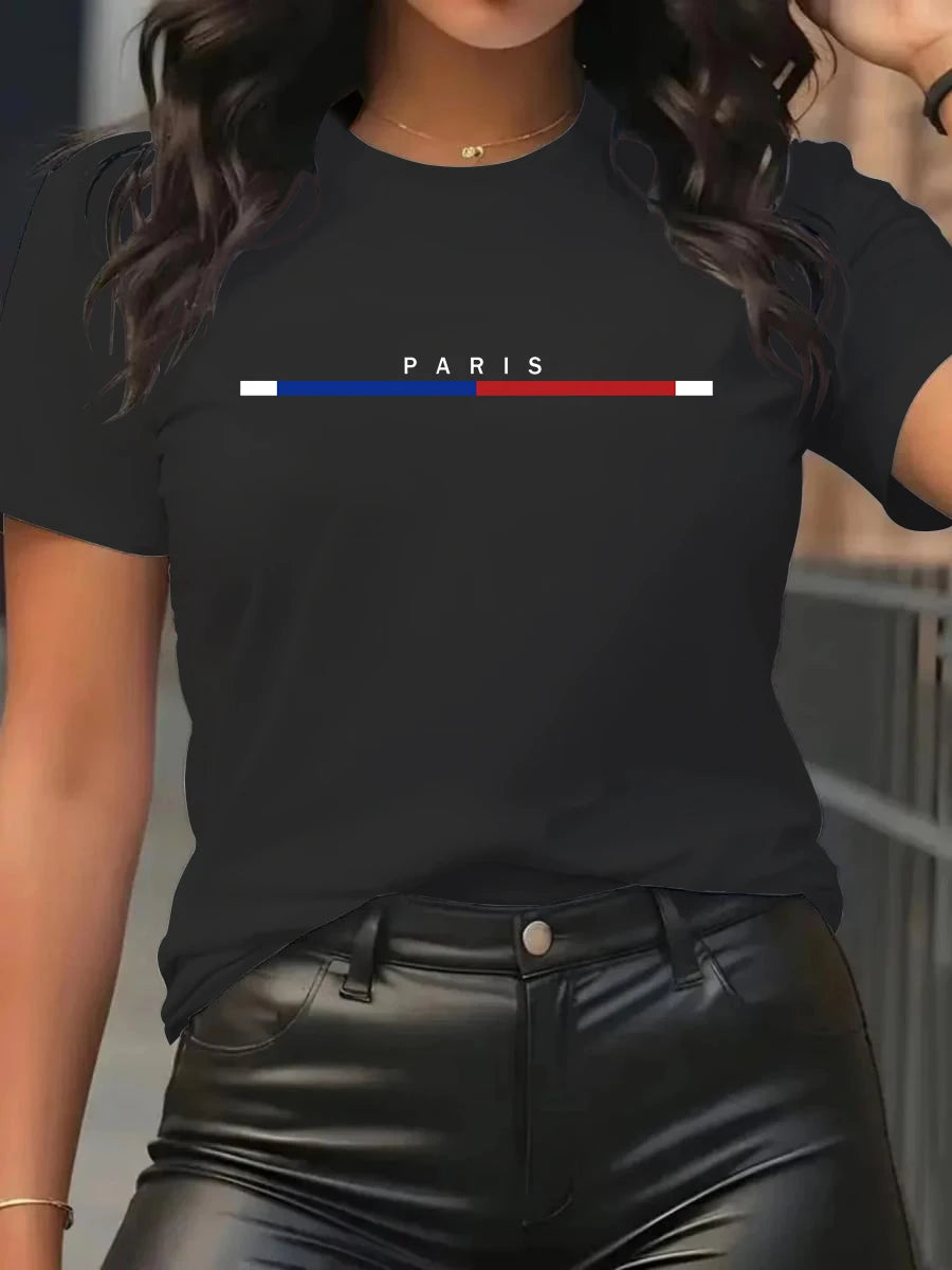 Women's T-shirt 100% Cotton Paris Fashion Short sleeved Top Loose Plus Size Shirt Short Sleeves Women TeeCotton Woman Tshirts.