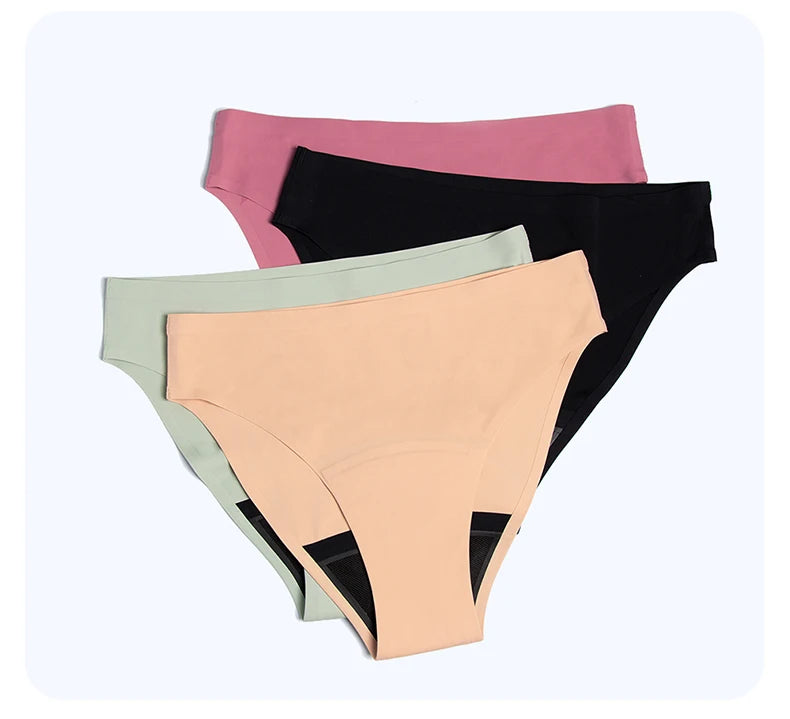Seamless Menstrual Period Panties 4- Layer Leakproof Protection Women Period Panties Heavy Absorbency Breathable Reusable.