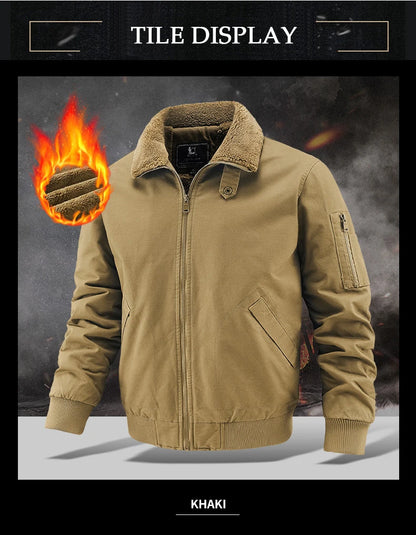 Winter Tactical Jacket Outdoor Men Fleece Sports Running Warm Coat Solid Color Stand Collar Breathable Comfortable Pilot Jacket.