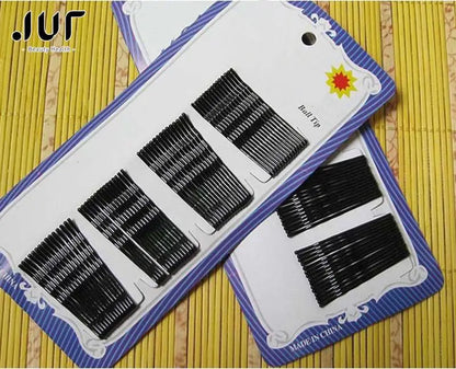 1 Pack 60pcs Popularity Simple Hairpins Black Alloy Hair Clip Bobby Pin Hair Accessories Headwear Ball Tip Bob Pins.