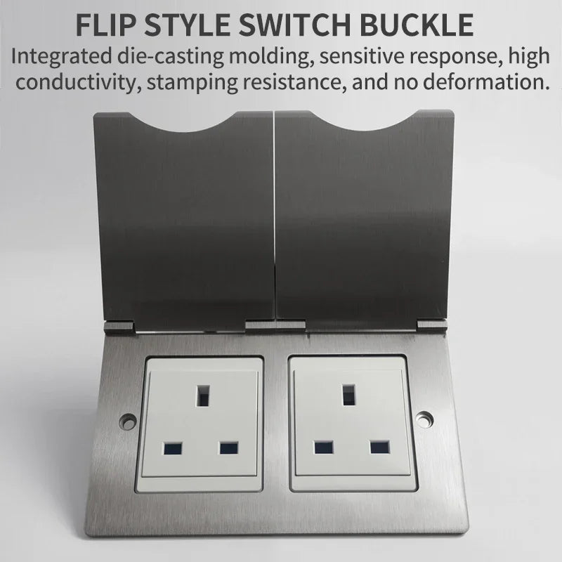 Wandmontage 1 Gang 2 Gang 8 mm Edelstahl-Panel-Buchse 13 A Schalter Computersteckdose Telefonsteckdose Thai US UK EU Frankreich.
