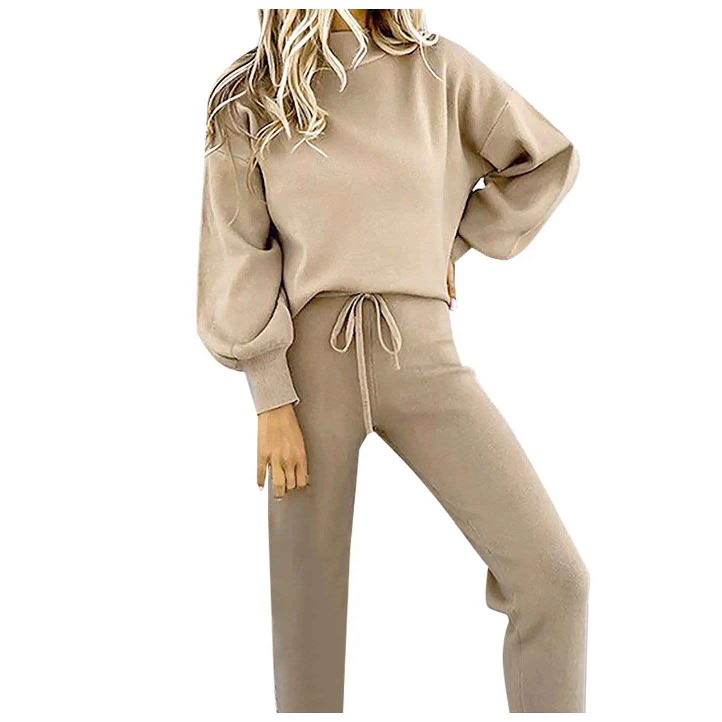 2 Piece Suit Sports for Women's Solid Color Fashion Casual Outfits Set Loungewear Long Sleeve Wide Leg Pants Streetwear.