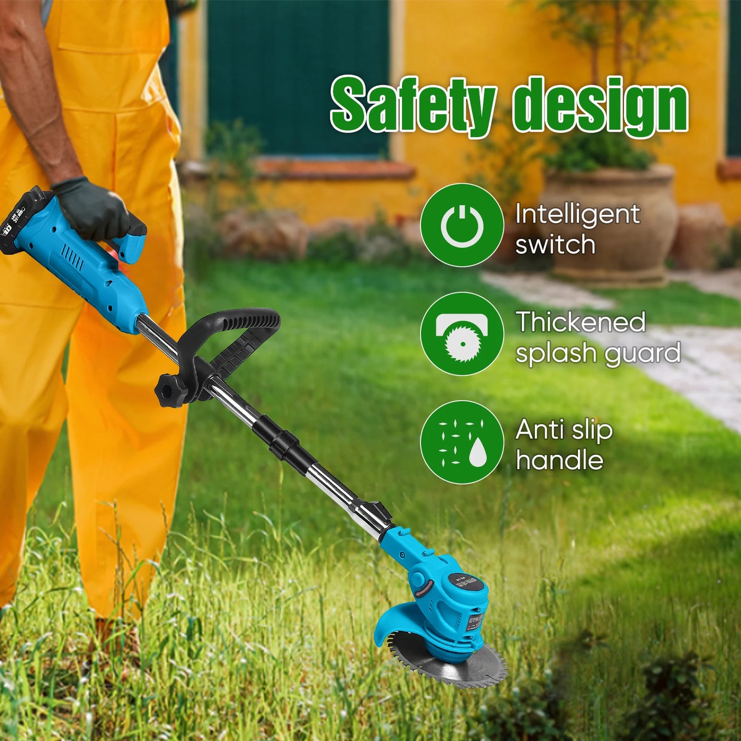 800 W elektrischer Rasenmäher, kabelloser Rasentrimmer, Gartenrasentrimmer, Rasentrimmer, Cutter, Elektrowerkzeuge für Makita-Akku