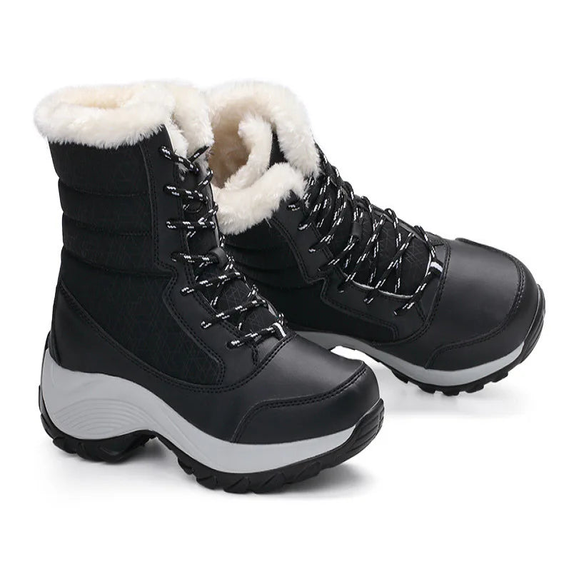 Women's Boots Lightweight Fur Boots Ankle Heels Winter Shoes Woman Fashion White Platform Botas Mujer Snow Boots Winter Footwear.