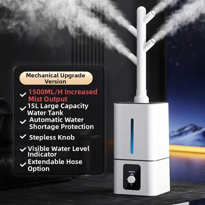 15L Square Humidifier for Large Rooms, Ultra Quiet Cool Mist Humidifier Auto Shut-Off,BPA-Free Water Tank–Ideal for Home Office