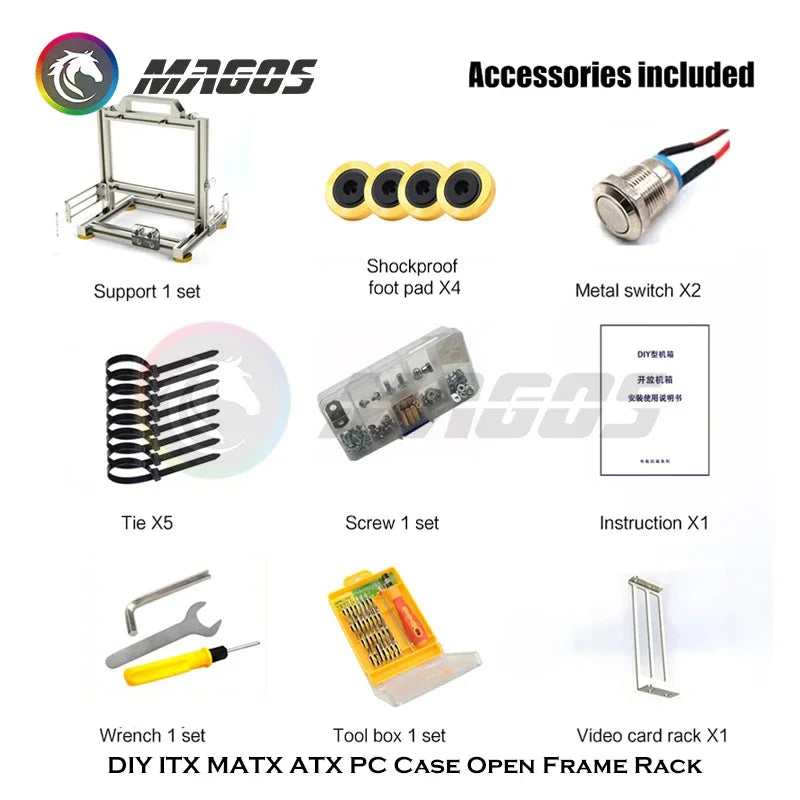 DIY Gamers Cabinet MOD ITX MATX PC Case Open Frame Aluminum Creative ATX Tower Desktop Gaming Computer Chassis Rack.