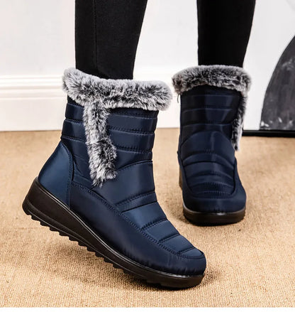 Women's Boots Super Warm Fur Botas Mujer 2025 Snow Boots Low Heels Winter Shoes Woman Black Rubber Winter Boots Women Footwear.