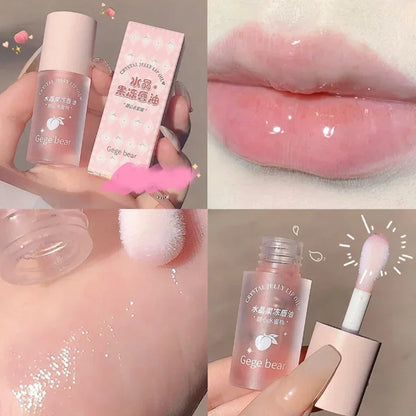 Crystal Jelly Lip Oil Hydrating Plumping Lip Coat Lipstick Moisturizing Mirror Lip Gloss Clear Lip Plumper Cosmetics Makeup.