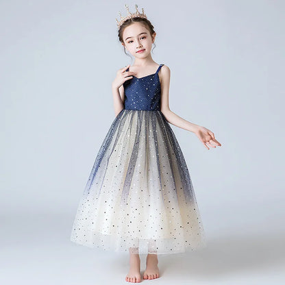 Elegantes Kleid für junge Mädchen Abendkleider Kinder Klavier Leistung lange Kleidung Galaxie Stern 4 bis 10 12 Jahre.