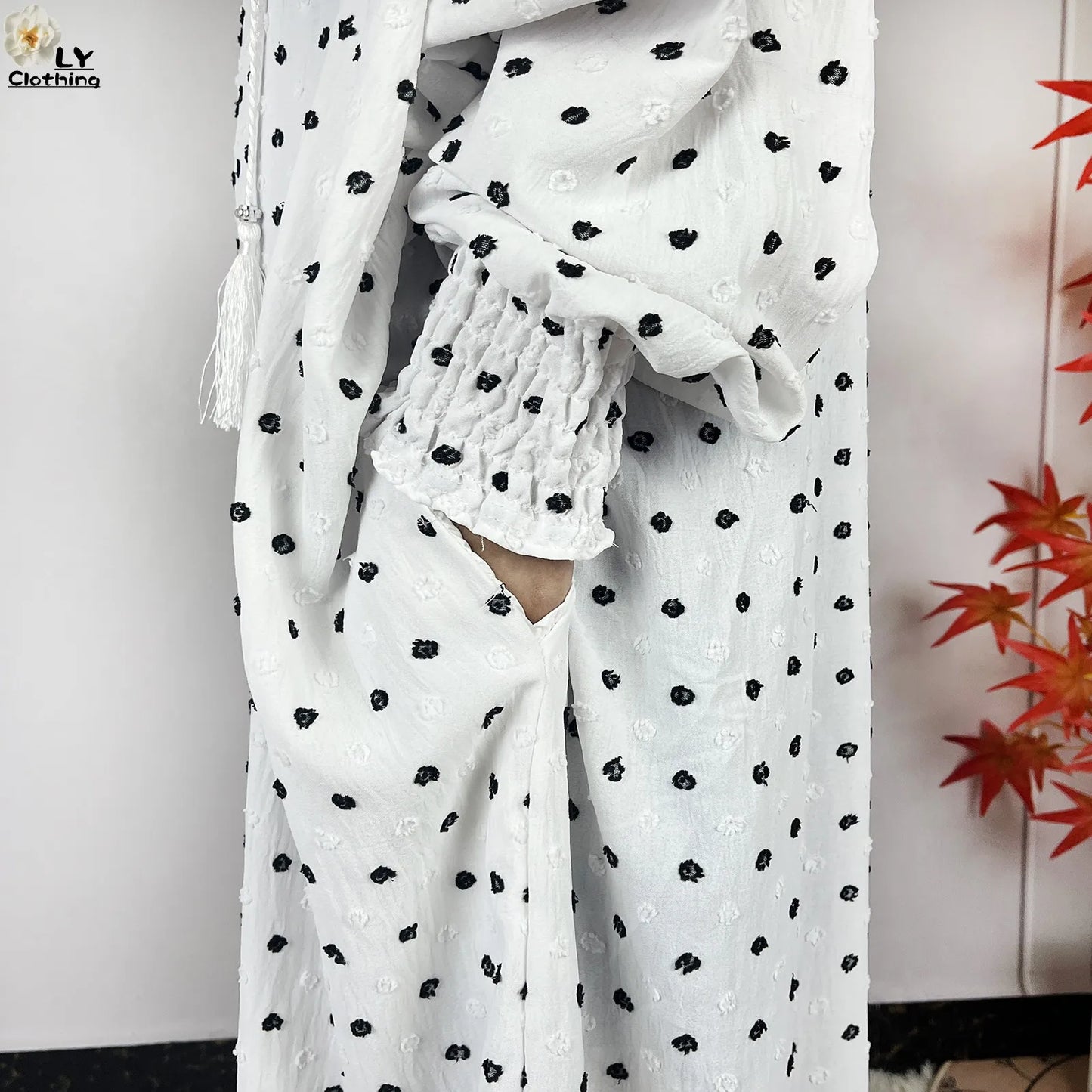 2024New Pure Cotton Ramadan Muslim Two-Hat Abaya Dubai Turkey Islam Prayer Clothes Loose Robe Islamic Women Traditional Clothing