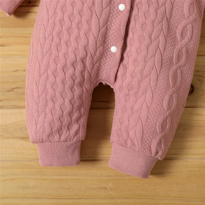 0-18 Monate Neugeborenes Baby Mädchen Bodysuit einfarbig Hoodie Langarm Stram pler Herbst & Winter warme Overall Kleidung für Baby.