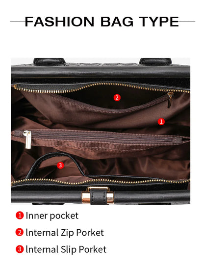 Aidrani Genuine leather women's handbag, fashion crocodile pattern design, high-end luxury cowhide bag large capacity.