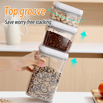 Cereal Container Kitchen Airtight Jars Clear Stackable Sealed Jar for Rice Pet Food Home Bakers Pantry Organizers Dried Fruits.
