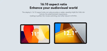 Global Version POCO Pad Tablet 12.1'' 120Hz 2.5K LCD Display Snapdragon 7s Gen 2 Octa core 10000mAh Battery 33W Charging.