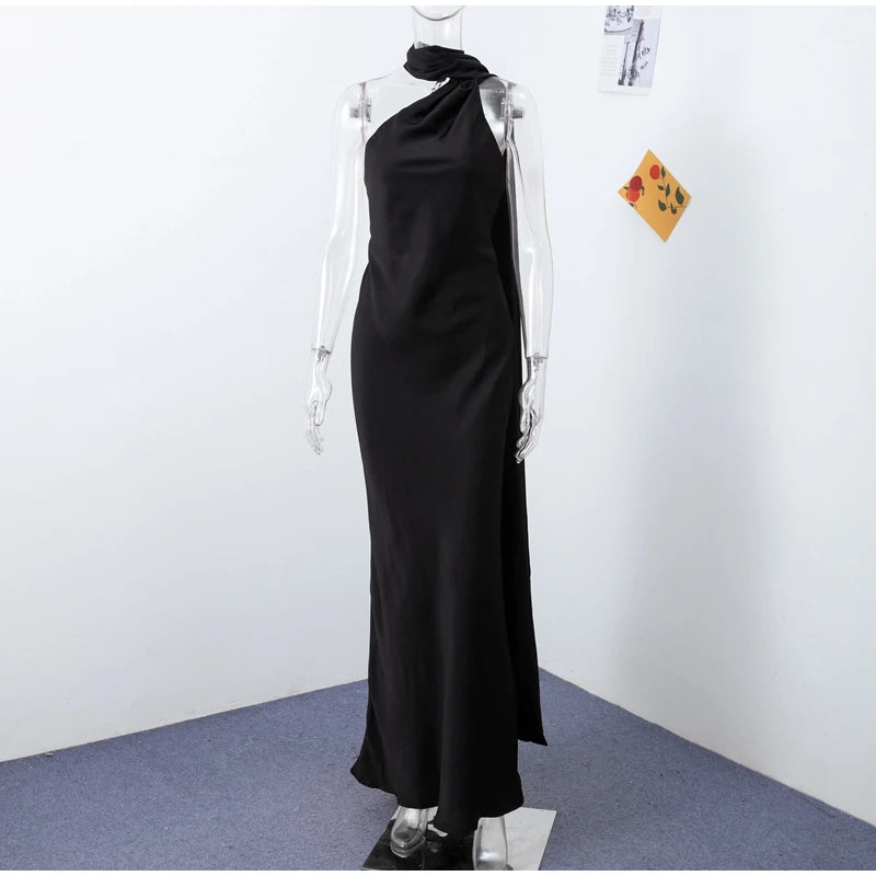 Elegante Feste Band Frauen Halfter Kleid Off Schulter Ärmellose Backless Dünne Weibliche Maxi Kleider 2025, Sommer Neue Chic Dame Robe