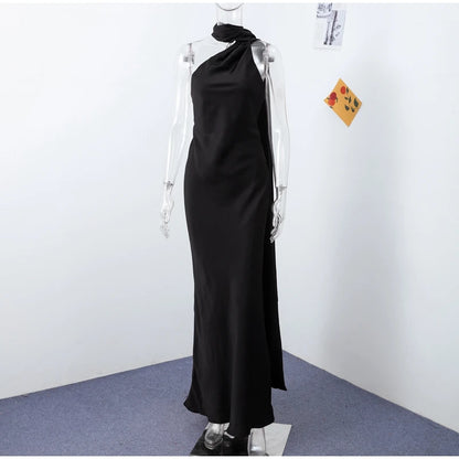 Elegante Feste Band Frauen Halfter Kleid Off Schulter Ärmellose Backless Dünne Weibliche Maxi Kleider 2025, Sommer Neue Chic Dame Robe