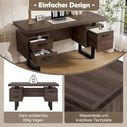Moderner Schreibtisch im minimalistischen Stil, MDF-Desktop mit hochwertigem Stahlrohr, super langlebig, Aufbewahrungsdesign, geräuschlose Schublade