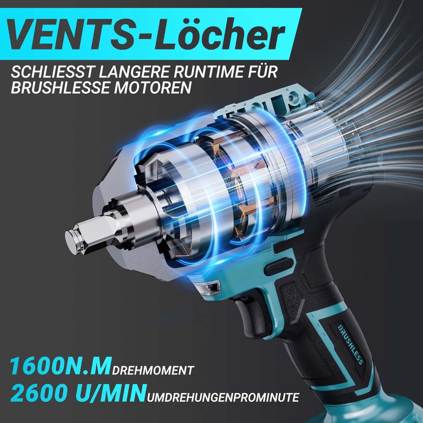 Anajqaqia Elektroschraubenschlüsselsatz, 1600 Nm 6-Gang-Einstellung, 4000 mAh Akku, 21 V Lithium-Akku-Elektroschrauber, Elektrowerkzeuge