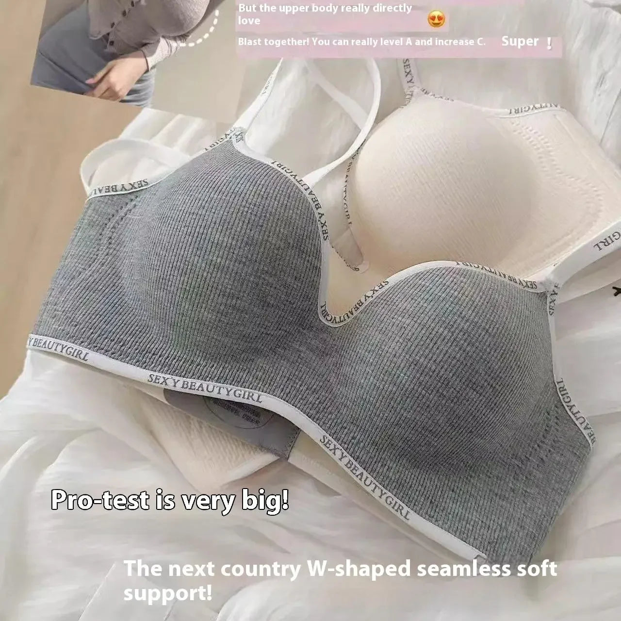 Wireless Push Up Bra for Small Chest - Seamless Anti-Sagging Invisible Bralette, Enhance Lift Comfort No Trace (Letter Design).