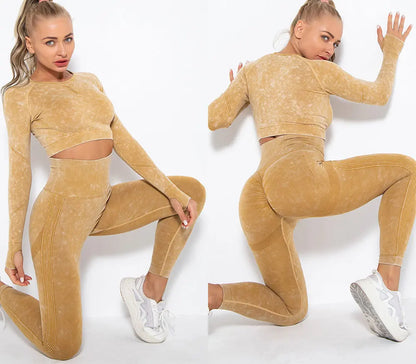 Seamless Yoga Set Gym Clothes Women's Sportswear Yoga Suits Women Fitness Set Tracksuits Sports Outfits Long Sleeve Gym Leggings