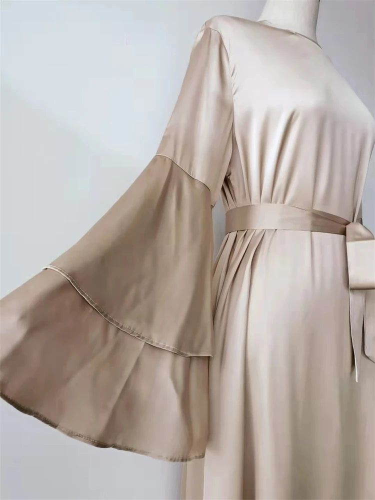 Eid Kebaya African Dresses For Women Muslim Kaftan Satin Shiny Batwing Abaya Dubai Luxury Caftan Marocain Robe Femme Musulmane