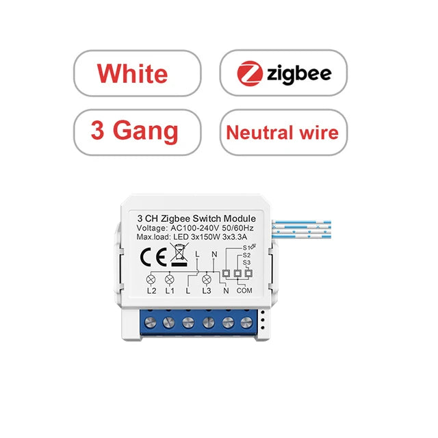 AVATTO Tuya WiFi Zigbee Smart Lichtschaltermodul, Neutralleiter/Keine Neutralleitersteuerung DIY Breaker Arbeit für Alexa, Google Home