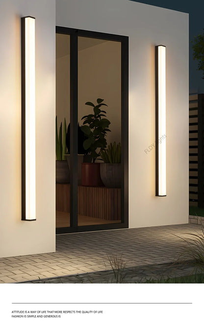 Moderne wasserdichte LED-Wandleuchte mit langem Streifen für den Außenbereich, IP65, Schmiedeeisen-Wandleuchte, Garten-Veranda-Wandleuchte, 110 V, 220 V, Beleuchtung.