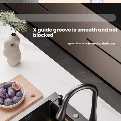 Kitchen Sink Stainless Steel Rice Grain Pattern Multifunctional Wear and Stain Resistant Large Single Slot Wash Dish Basin