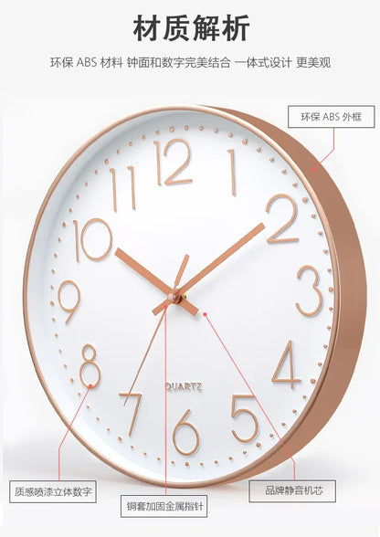 [12 Zoll 30 cm] Modische, leise, nicht tickende Wanduhr, kreative dreidimensionale Wanduhr mit digitaler Skala für Wohnzimmer und Schlafzimmer