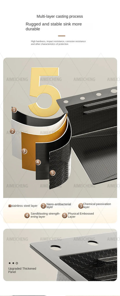 Heißer verkauf Edelstahl Wasserfall Küche Waschbecken Mit Messer Halter Digital Display Wasserhahn Set Geprägte Extra Große Einzigen Slot