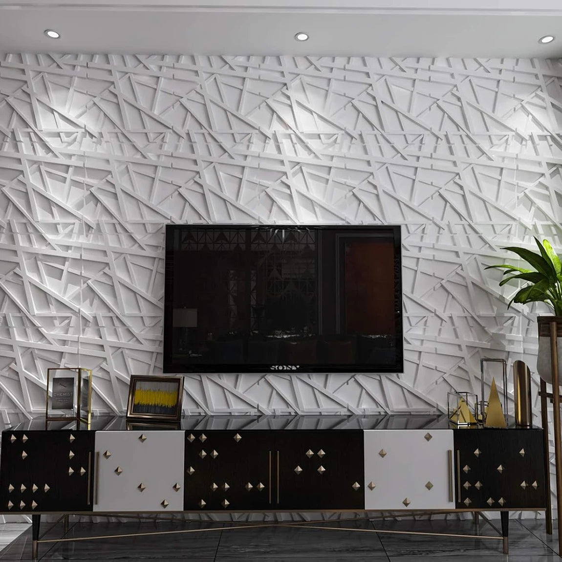 KUUJOJO 12pcs 3D textured wall panel for indoor wall decoration, suitable for living room, hall, bedroom, hotel, office