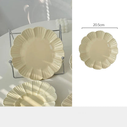 Ahunderjiaz-French Beige Ceramic Tableware Set, Underglaze Dessert Tray, Rice Bowl, Fish Plate, Kitchen Tableware Set, Cream Sty