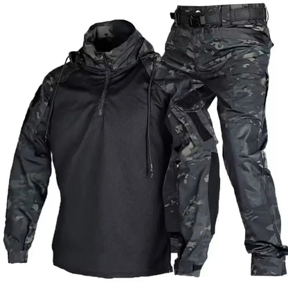 Outdoor Uniform Tactical Suits Wear Resistant T-Shirt Hood Pants Men Clothes Combat Shirts Airsoft Paintball Hunting Clothing.