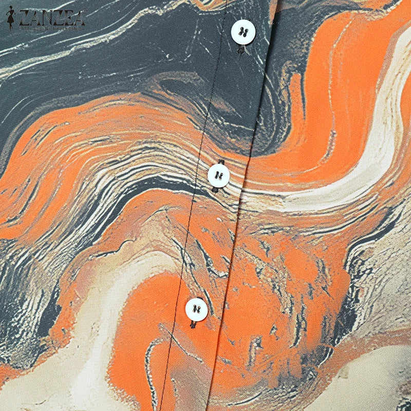 ZANZEA Fashion Women Two Pieces Sets Long Sleeve Lapel Shirt Wide Leg Pant Sets 2PCS Holiday Outfits Casual OL Work Tracksuits.