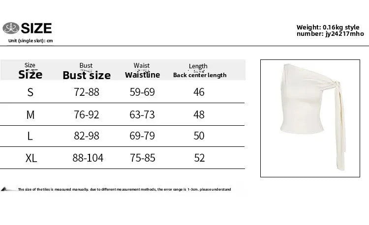Sexy Asymmetrical Shoulder T-Shirt Women's Versatile Strapless Top Summer New Arrival Polyester Fiber One-Shoulder Sleeveless.