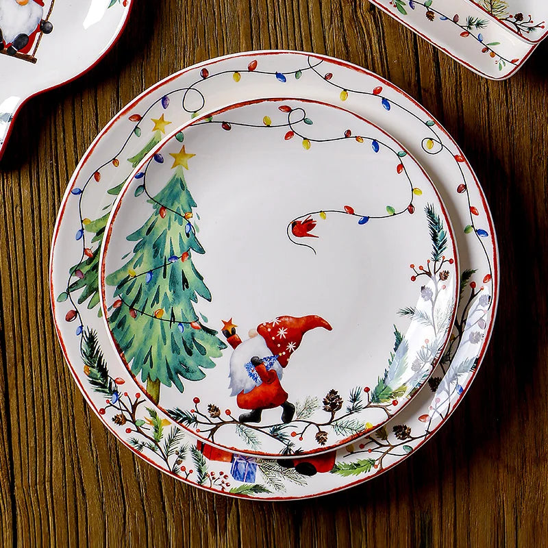 Goblin Series Ceramic Plate Large Dinner Plate Rectangle Tray Christmas Tableware Underglaze.