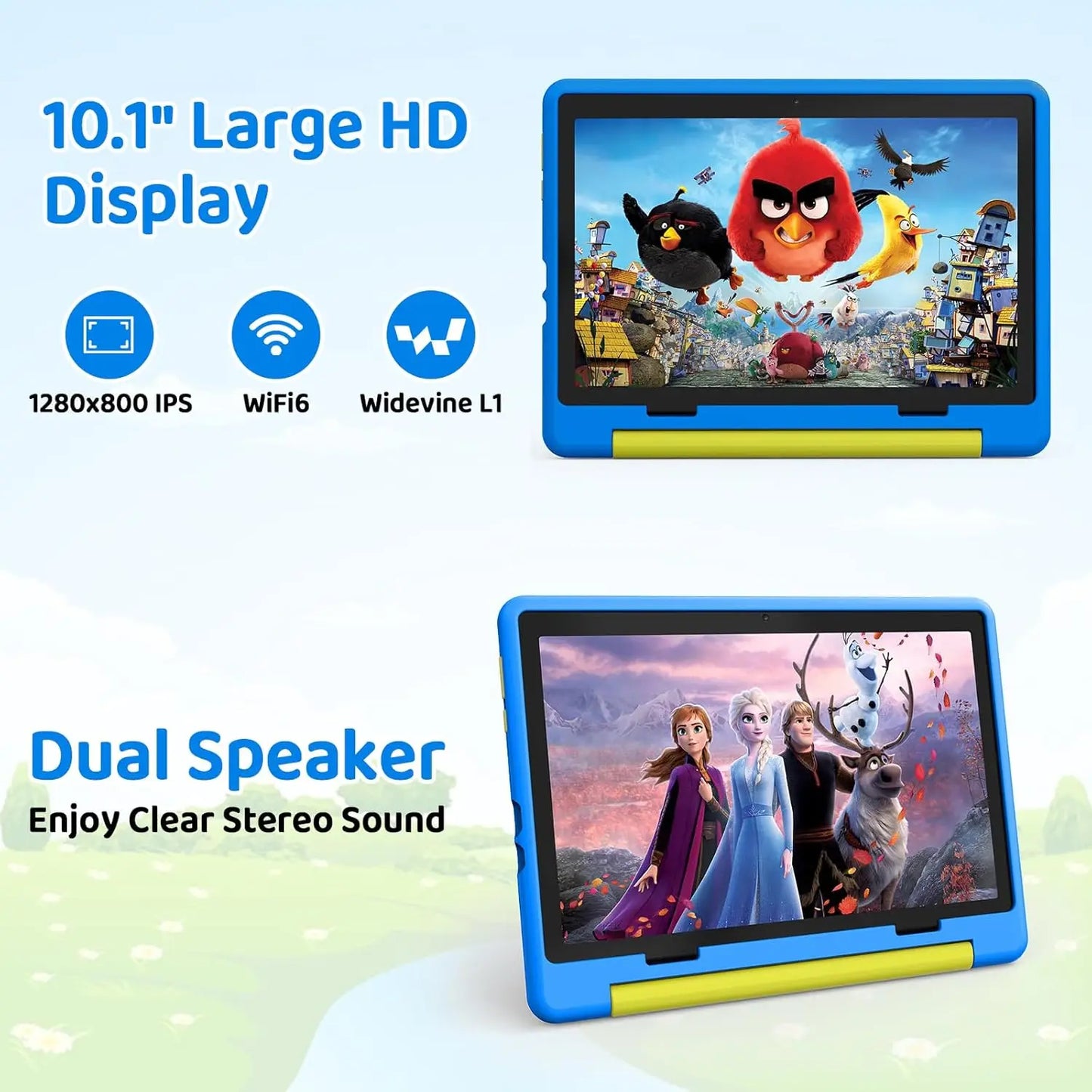 URAO 10 Inch Cartoon Pattern Kids Tablet Android Octa-Core 8GB RAM 64GB ROM Learning Education Games Tablets Children's Gifts.