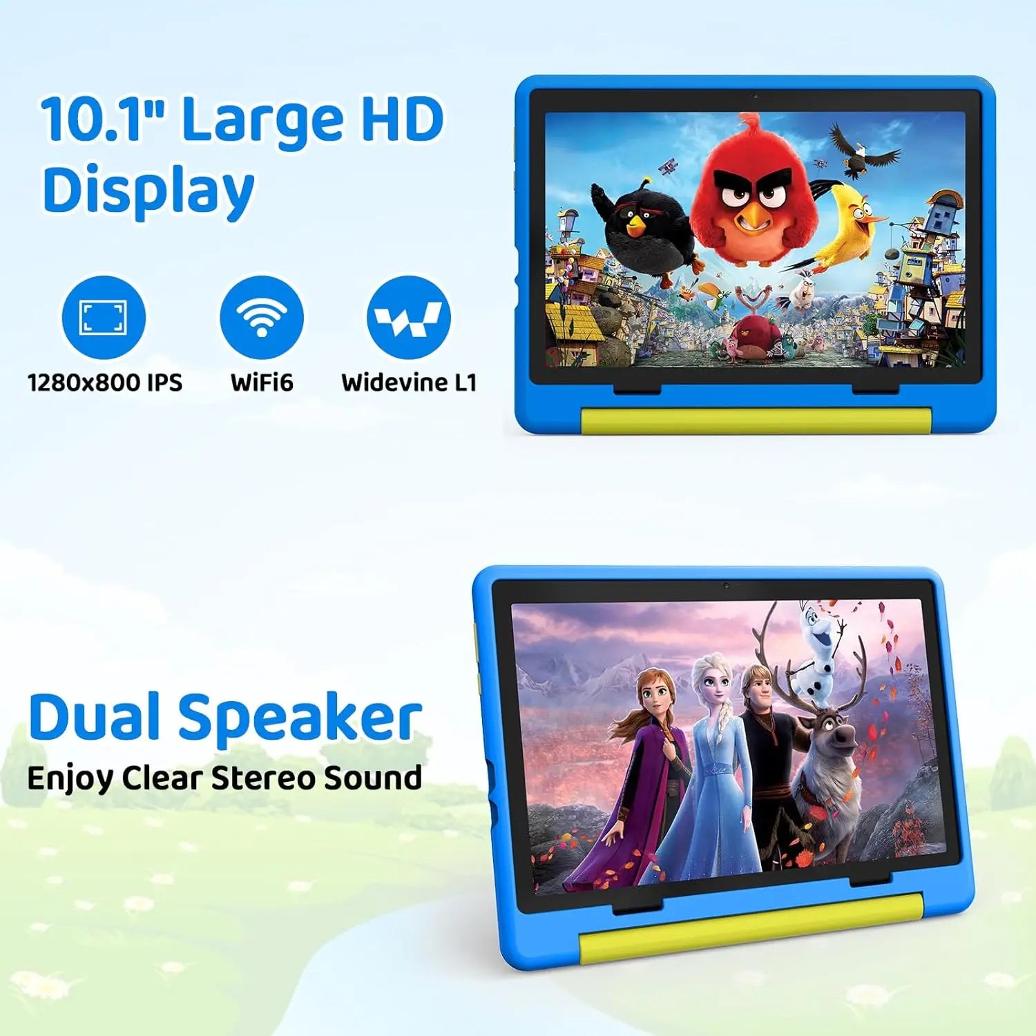 URAO 10 Inch Cartoon Pattern Kids Tablet Android Octa-Core 8GB RAM 64GB ROM Learning Education Games Tablets Children's Gifts.