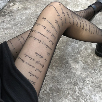 Sexy Butterfly Tights Vintage Y2K Fake Tattoo Pantyhose Black/Blue Lingerie Hosiery Thin Nylon Tights Body Ultra-thin Stocking #.