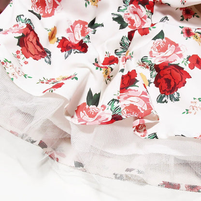 Mingmingxi Sommer A-Linie Flare-Kleid 2024, Blumendruck, Mini-Tüllrock, lässig, Urlaub, Party, Damenbekleidung