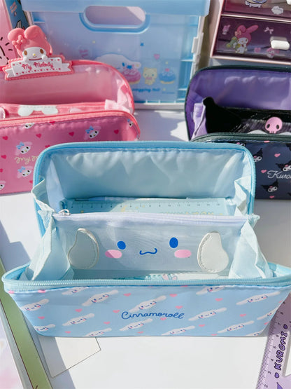 Sanrio Cinnamoroll Federmäppchen mit großem Fassungsvermögen, Hello Kitty Kuromi Melody, Kosmetiktaschen, Schreibwarentasche, Stiftbox, Schulbedarf.