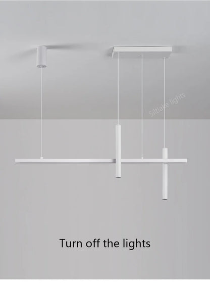 Neue Restaurant Kronleuchter moderne einfache Esszimmer Tisch Bar Lichter lange Streifen Scheinwerfer kreative Designer Pendelleuchten